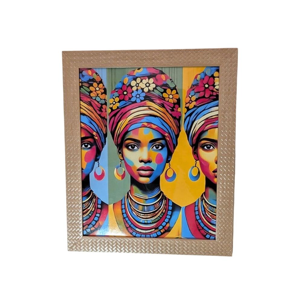 Colorful African Woman Wall Art Home Decor Work Office Brand New Framed